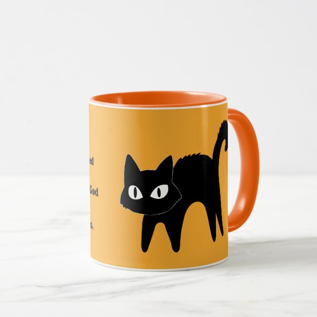 Be Strong and Courageous Black Cat Mug (Front Right)