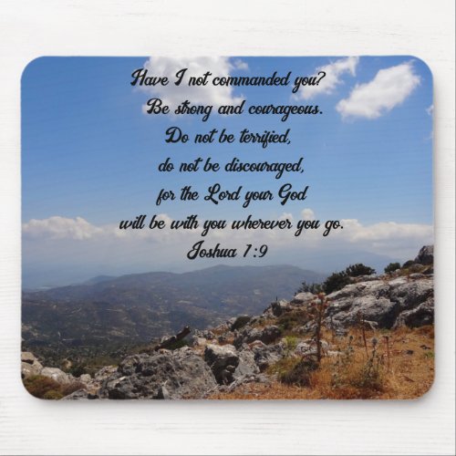 Be Strong And Courageous Joshua 19 Bible Verse  Mouse Pad