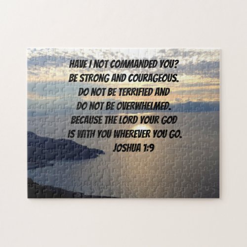 Be Strong And Courageous Joshua 19 Lake Sunset Jigsaw Puzzle
