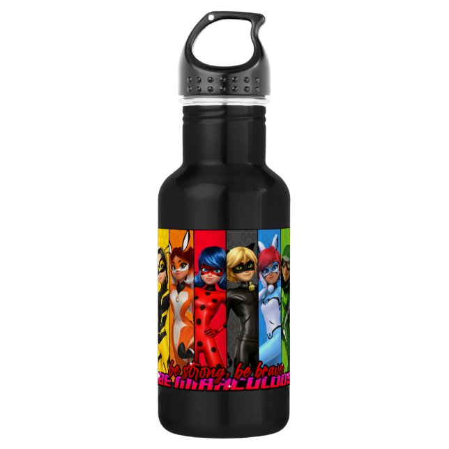 Be Strong, Be Brave, Be Miraculous Stainless Steel Water Bottle (Front)