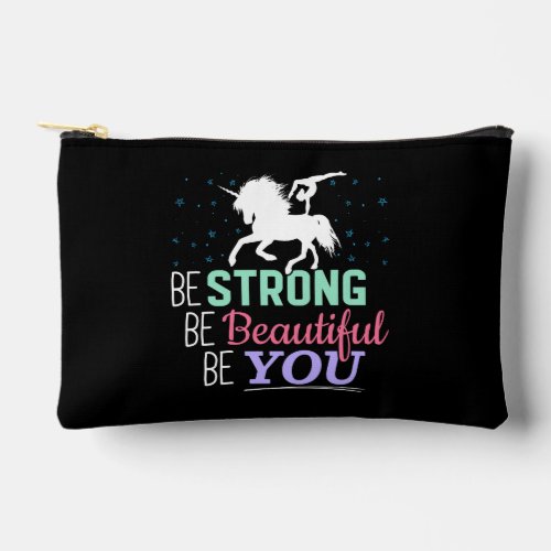 Be Strong Beautiful You _ Gymnastics Unicorn Accessory Pouch