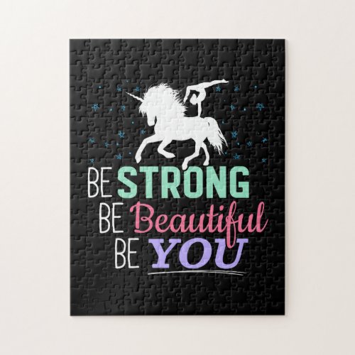 Be Strong Beautiful You _ Gymnastics Unicorn Jigsaw Puzzle