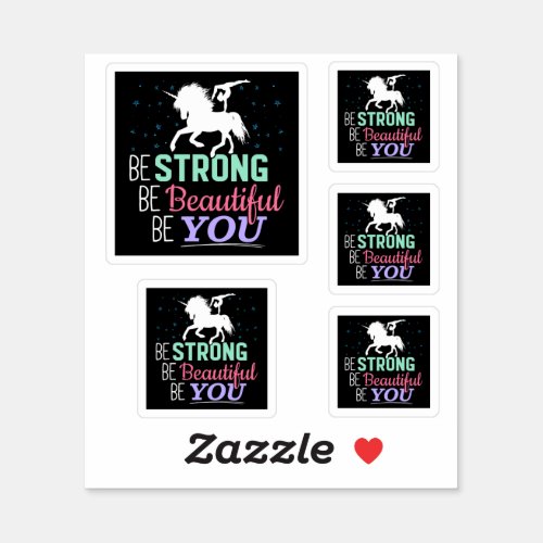 Be Strong Beautiful You _ Gymnastics Unicorn Sticker