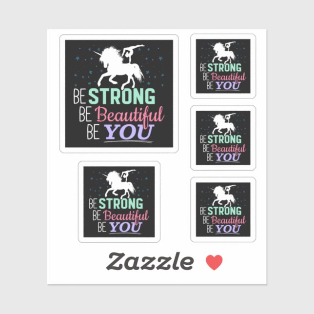 Be Strong Beautiful You - Gymnastics Unicorn Sticker (Sheet)