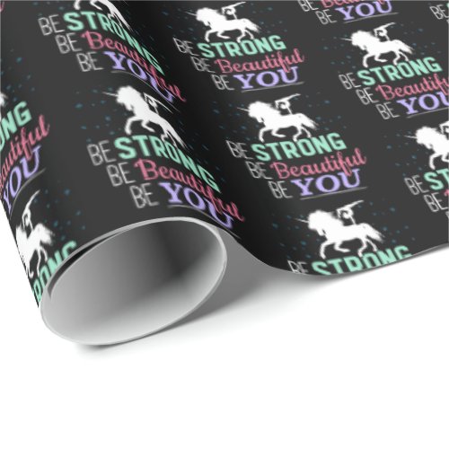 Be Strong Beautiful You _ Gymnastics Unicorn Wrapping Paper