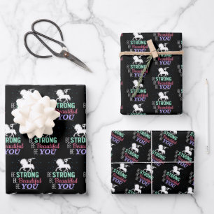 Be Strong Beautiful You - Gymnastics Unicorn Wrapping Paper Sheets