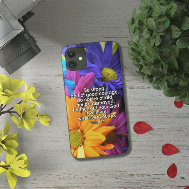 Be Strong Bible Scripture Christian Flower Case-Mate iPhone Case