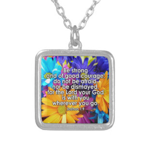 Be Strong Bible Scripture Silver Plated Necklace