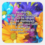 Be Strong Bible Scripture Square Sticker