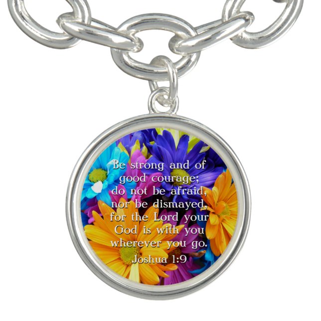 Be Strong Bible Verse Quote Pendant Bracelet (Design)