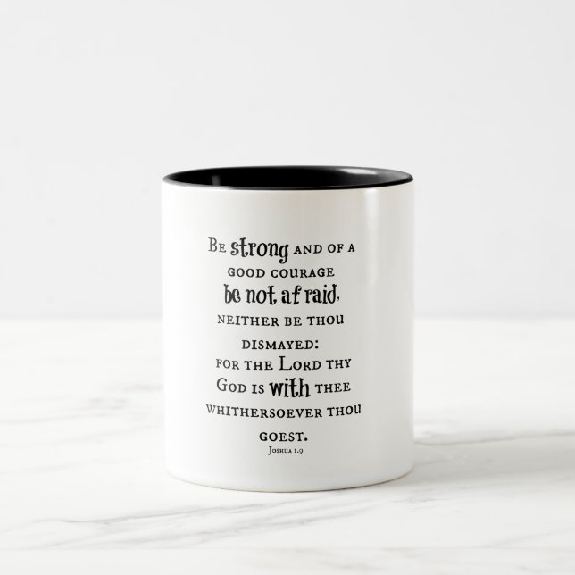 Be Strong Bible Verse Two-Tone Coffee Mug (Center)