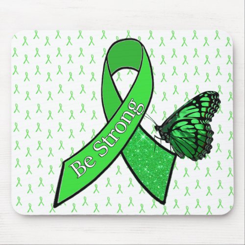 Be Strong Butterfly Lyme Awareness Ribbon Mouse Pad