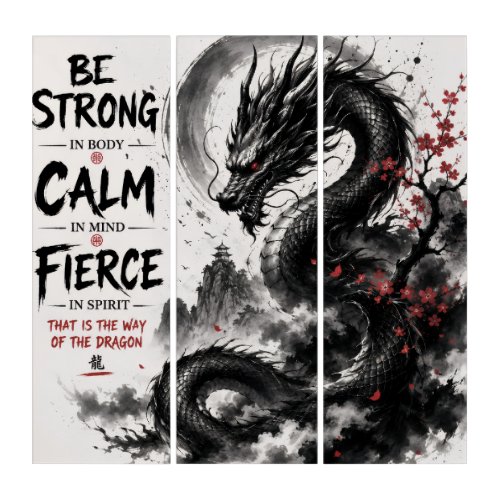 Be Strong, Calm & Fierce Dragon Triptych
