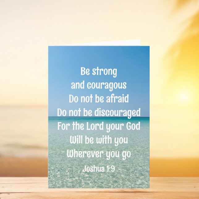 Be Strong & Courageous Beautiful Christian Beach Card (Creator Uploaded)
