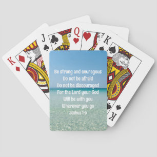 Be Strong & Courageous Beautiful Christian Beach Poker Cards