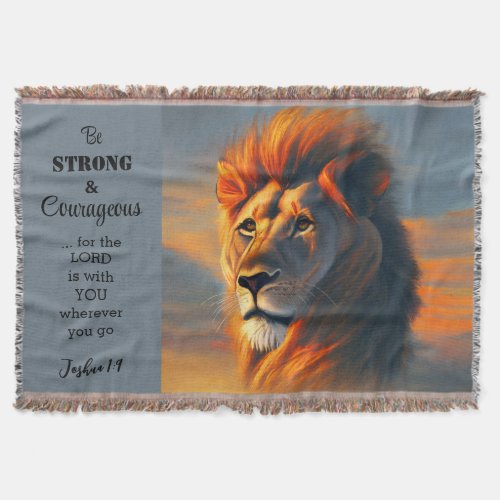 Be Strong Courageous Inspirational Verse Joshua 1 Throw Blanket