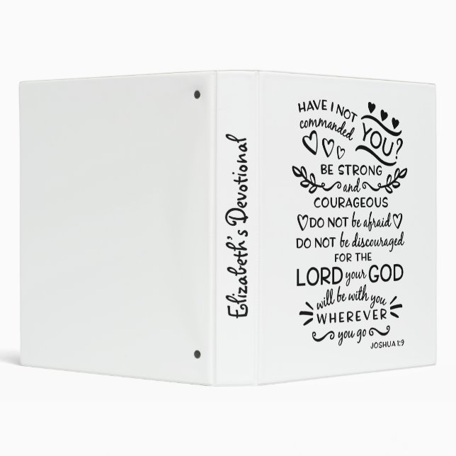Be Strong Courageous Joshua 1:9 Verse Scripture 3 Ring Binder (Background)