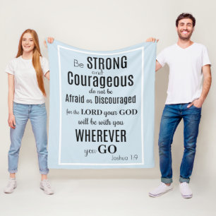 Be Strong & Courageous (Joshua) Blue/Black Fleece Blanket