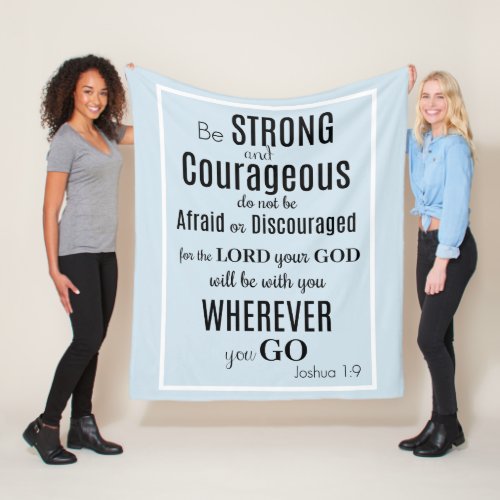 Be Strong  Courageous Joshua BlueBlack Fleece Blanket