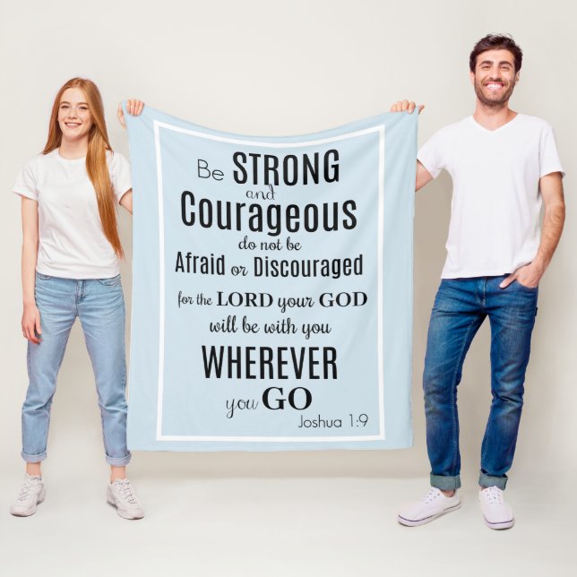 Be Strong & Courageous (Joshua) Blue/Black Fleece Blanket (In Situ)