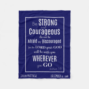 Be Strong & Courageous (Joshua) Personalized Fleece Blanket