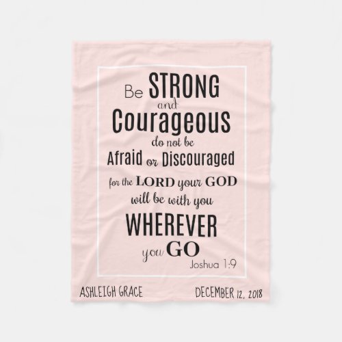 Be Strong  Courageous Joshua Personalized Fleece Blanket