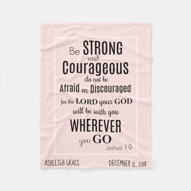 Be Strong & Courageous (Joshua) Personalized Fleece Blanket (Front)
