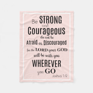 Be Strong & Courageous (Joshua) Pink/Black Fleece Blanket
