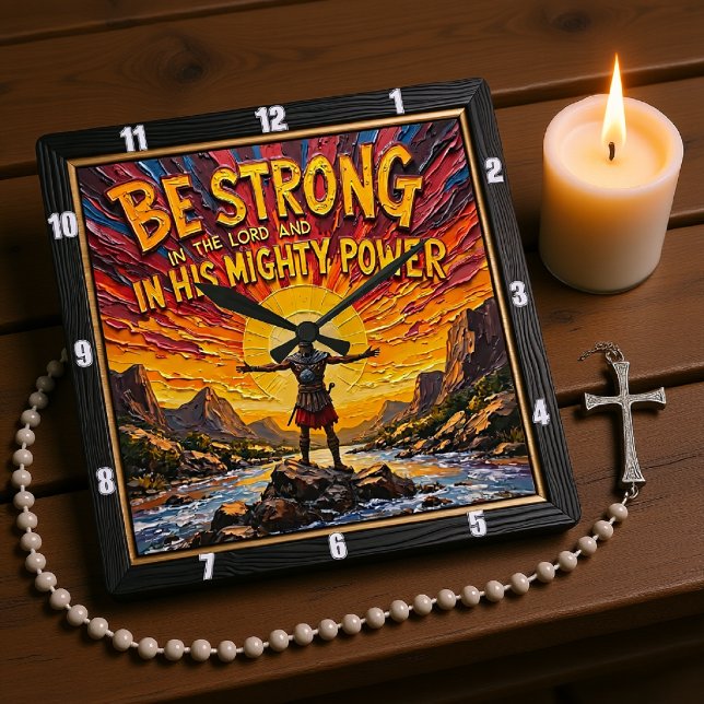 Be Strong in the Lord Warrior Art Square Wall Clock (Creator Uploaded)