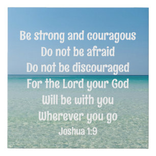 Be Strong Inspirational Bible Verse Beach Faux Canvas Print