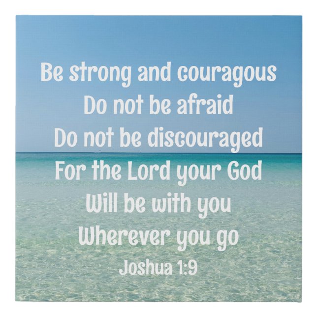 Be Strong Inspirational Bible Verse Beach Faux Canvas Print (Front)