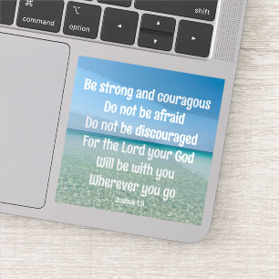Be Strong Inspirational Bible Verse Beach Laptop Sticker