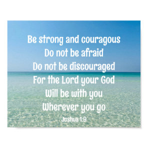 Be Strong Inspirational Bible Verse Beach Poster