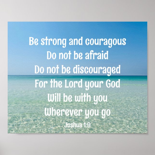 Be Strong Inspirational Bible Verse Beach Poster (Front)