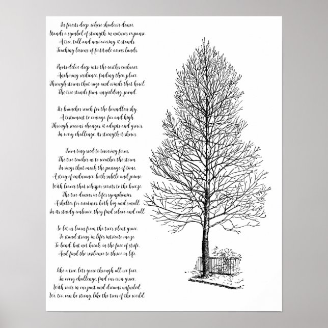 Be Strong Like  tree art and Poem  Poster (Front)