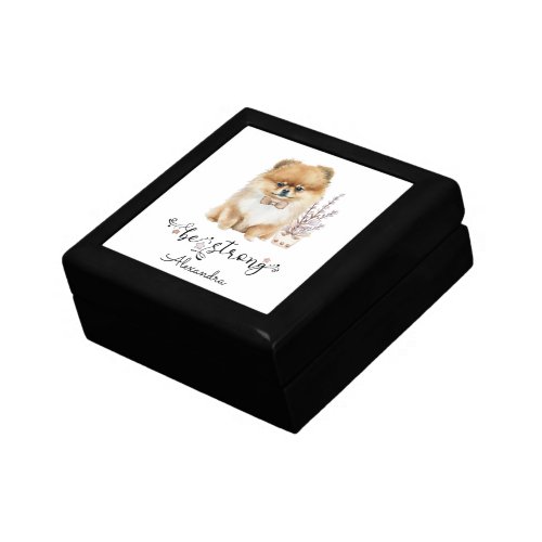 Be Strong Pomeranian Puppy Watercolor Illustration Gift Box