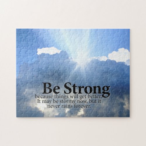 Be Strong Sun Breaking Through Motivational Quote Jigsaw Puzzle