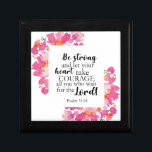 Be Strong & Take Courage Psalm Pink Floral Bible Gift Box<br><div class="desc">"Be strong and let your heart take courage,  all you who wait for the Lord!" - Psalm 31:24 Bible verse with pink watercolor flowers. Designed and illustrated by Kristine Lee Designs. For more,  visit www.kristineleedesigns.com or if you have any questions please reach out to us at hello@kristineleedesigns.com</div>