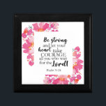 Be Strong & Take Courage Psalm Pink Floral Bible Gift Box<br><div class="desc">"Be strong and let your heart take courage,  all you who wait for the Lord!" - Psalm 31:24 Bible verse with pink watercolor flowers. Designed and illustrated by Kristine Lee Designs. For more,  visit www.kristineleedesigns.com or if you have any questions please reach out to us at hello@kristineleedesigns.com</div>