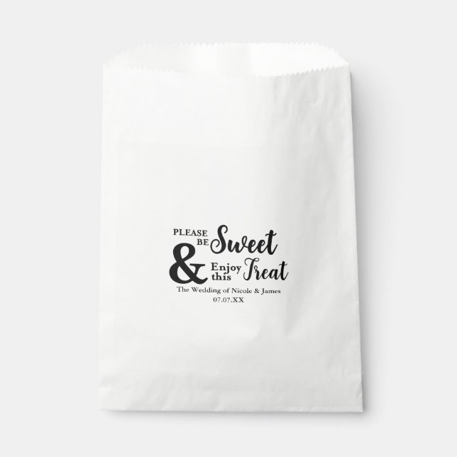 Be Sweet Enjoy this Treat Chic Wedding Favor Bag (Front)