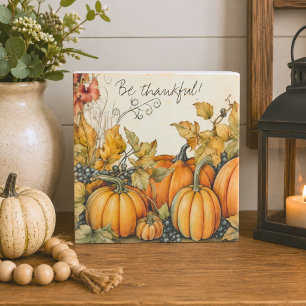 Be Thankful Autumn Pumpkin Patch Wooden Box Sign