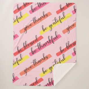 Be Thankful & Blessed – Inspirational Pink Sherpa Blanket