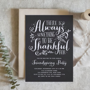 Be Thankful Faux Chalkboard Friendsgiving Party Invitation