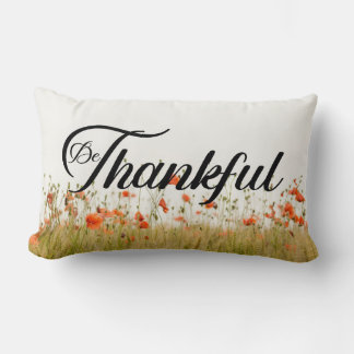 Be Thankful Inspirational Lumbar Pillow Design