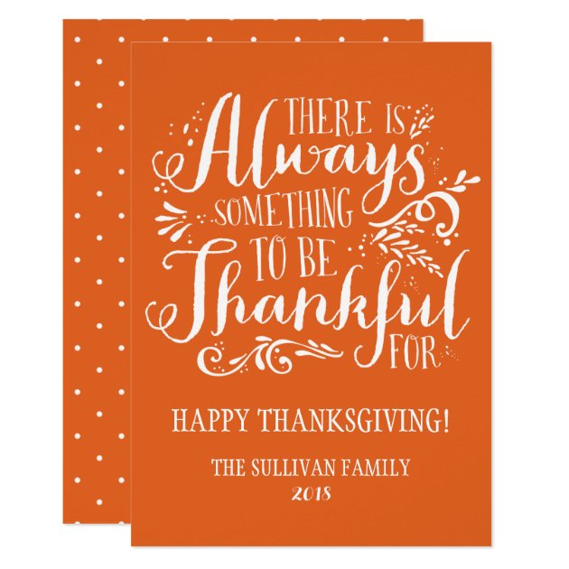 Be Thankful | Orange Thanksgiving Flat Card