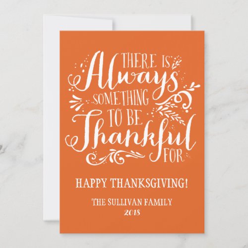 Be Thankful  Orange Thanksgiving Flat Card