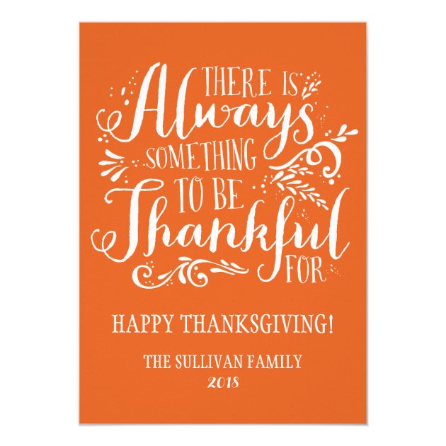 Be Thankful | Orange Thanksgiving Flat Card