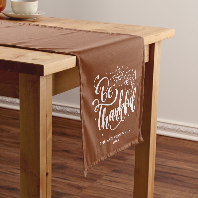 Be Thankful Personalized Family Thanksgiving Short Short Table Runner (In Situ)