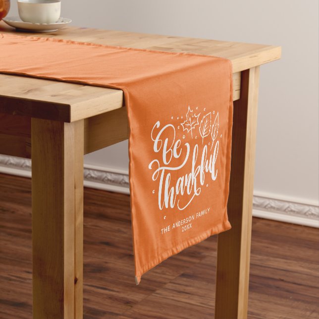 Be Thankful Personalized Family Thanksgiving Short Table Runner (In Situ)