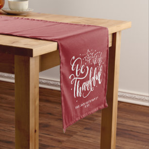 Be Thankful Personalized Family Thanksgiving Short Table Runner